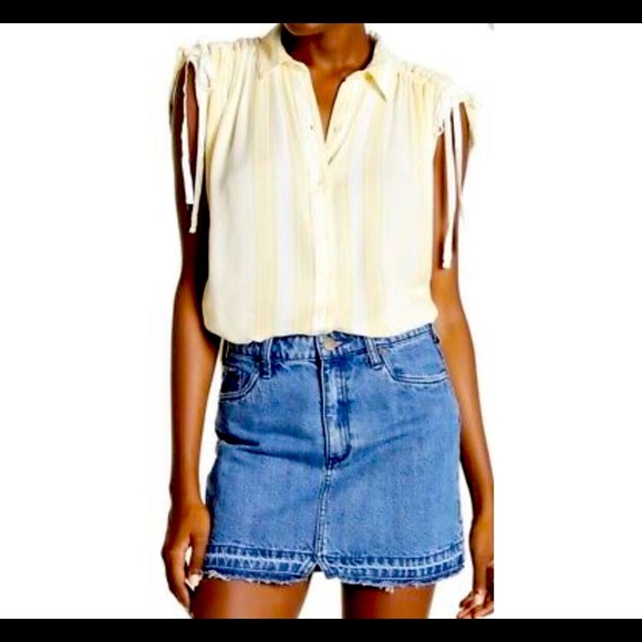 Free People Yellow Button Up Top - Picture 5 of 5